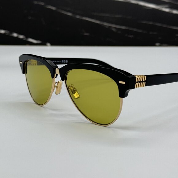 NEW MIU MIU MU 09ZS BLACK GREEN WOMEN SUNGLASSES MU09ZS 1AB07O - Picture 5 of 13